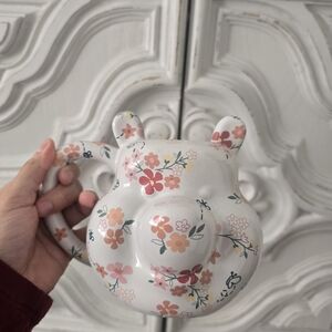 Disney White Ceramic Bear Teapot with Pink & Peach Floral Accents